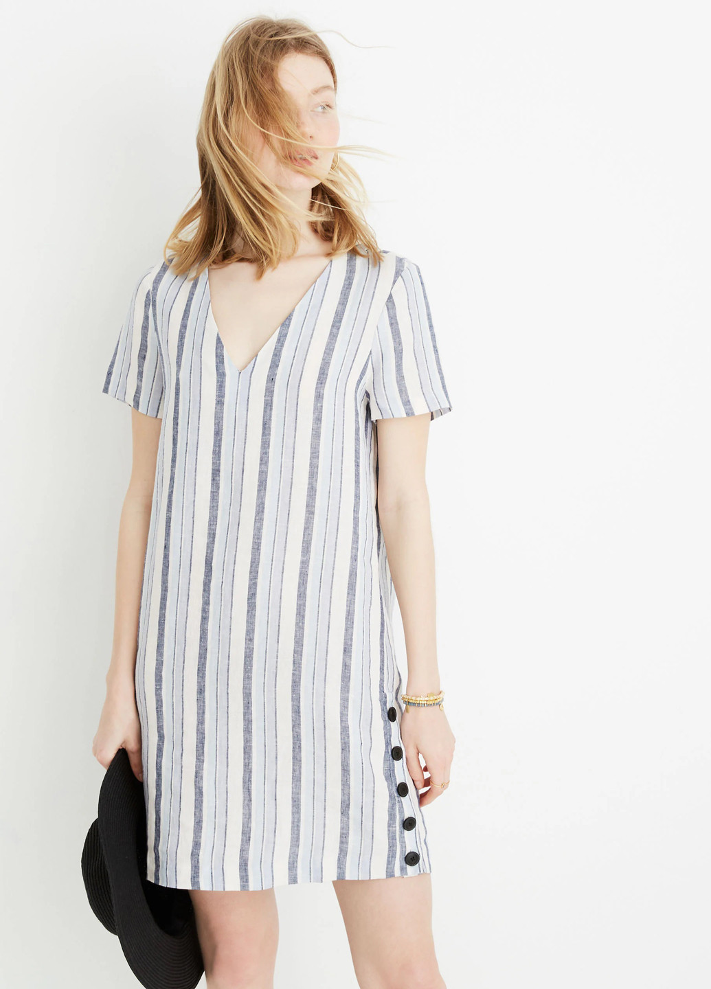 Комбинированное кэжуал платье Madewell в полоску