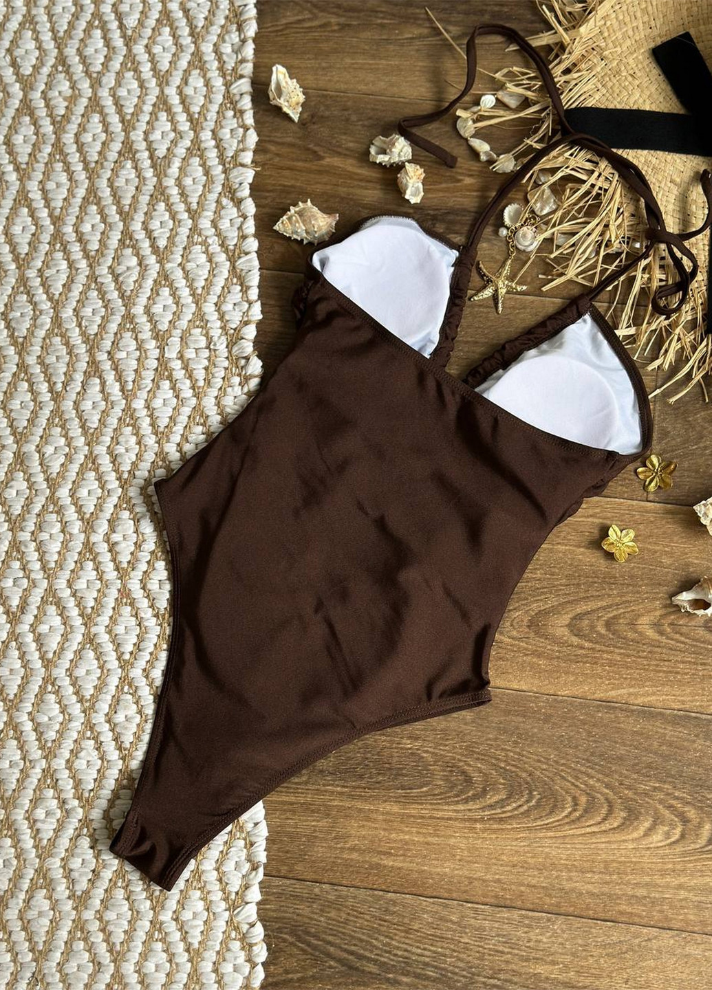 Коричневий літній цільний купальник жіночий суцільний NOVA VEGA