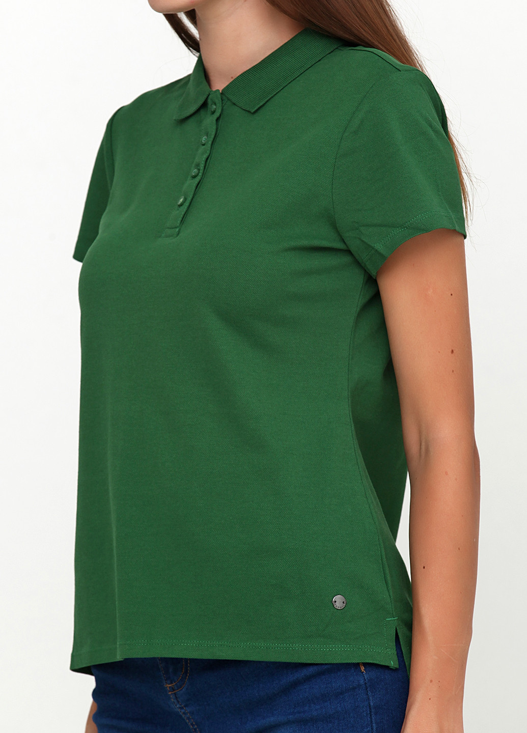 Зеленая женская футболка-поло Esprit однотонная
