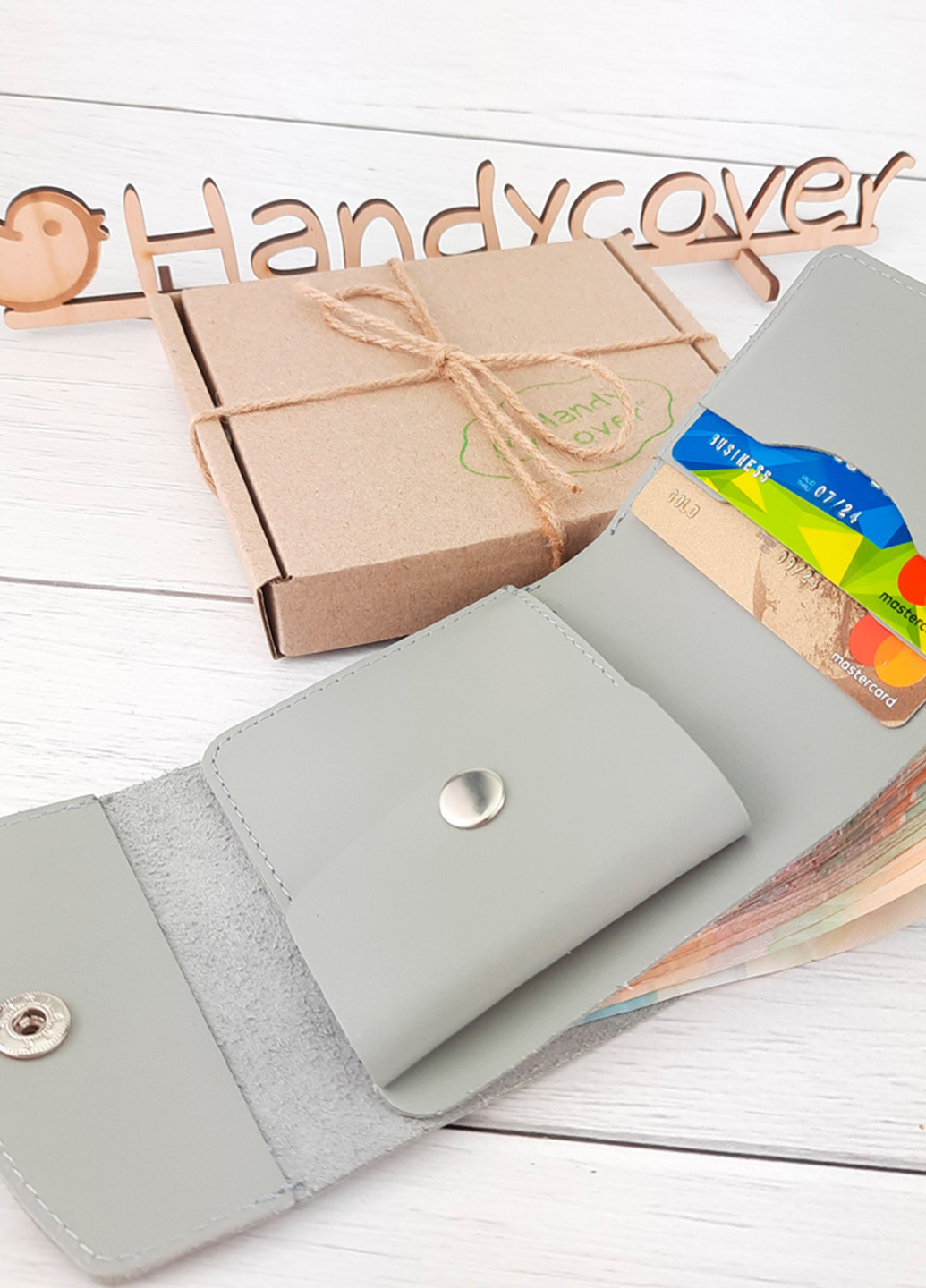Жіночий подарунковий набір №48 сірий (гаманець і ключниця) HandyCover (217040444)