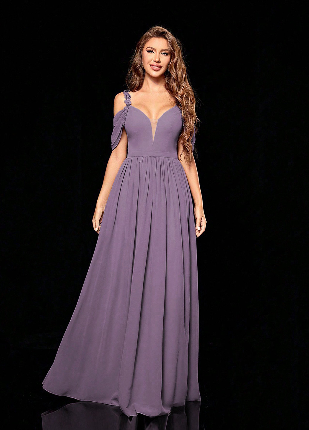 Фіолетова святковий, вечірня сукня кльош, з відкритими плечима, з відкритою спиною, з корсетом SHEIN однотонна