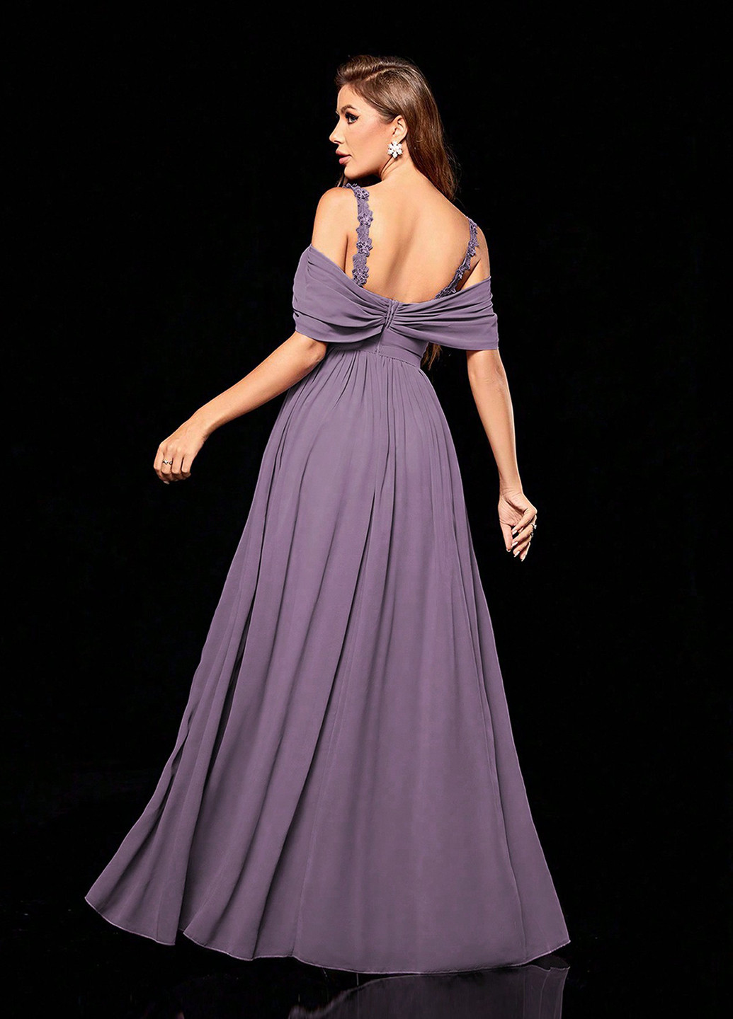 Фіолетова святковий, вечірня сукня кльош, з відкритими плечима, з відкритою спиною, з корсетом SHEIN однотонна