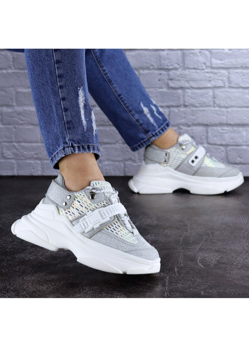 Женские кроссовки Dorky 1707 36 23 см Серебро Fashion серебряные демисезоны (223576474)