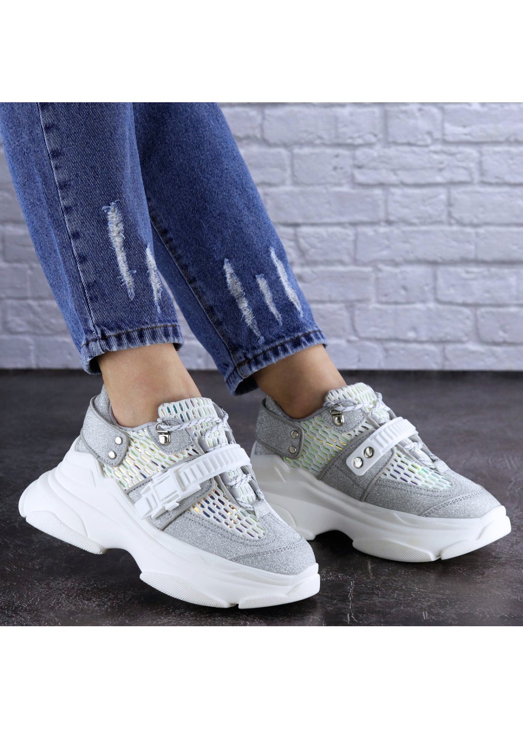 Женские кроссовки Dorky 1707 36 23 см Серебро Fashion серебряные демисезоны (223576474)