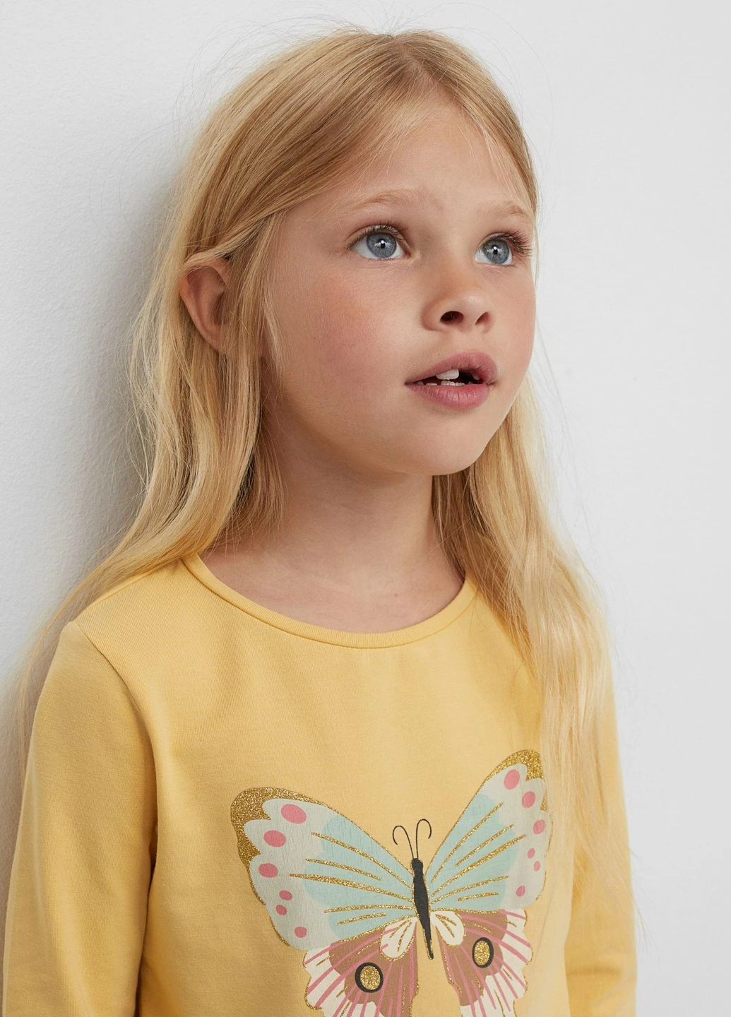 Лонгслів,жовтий з принтом, H&M (254866821)