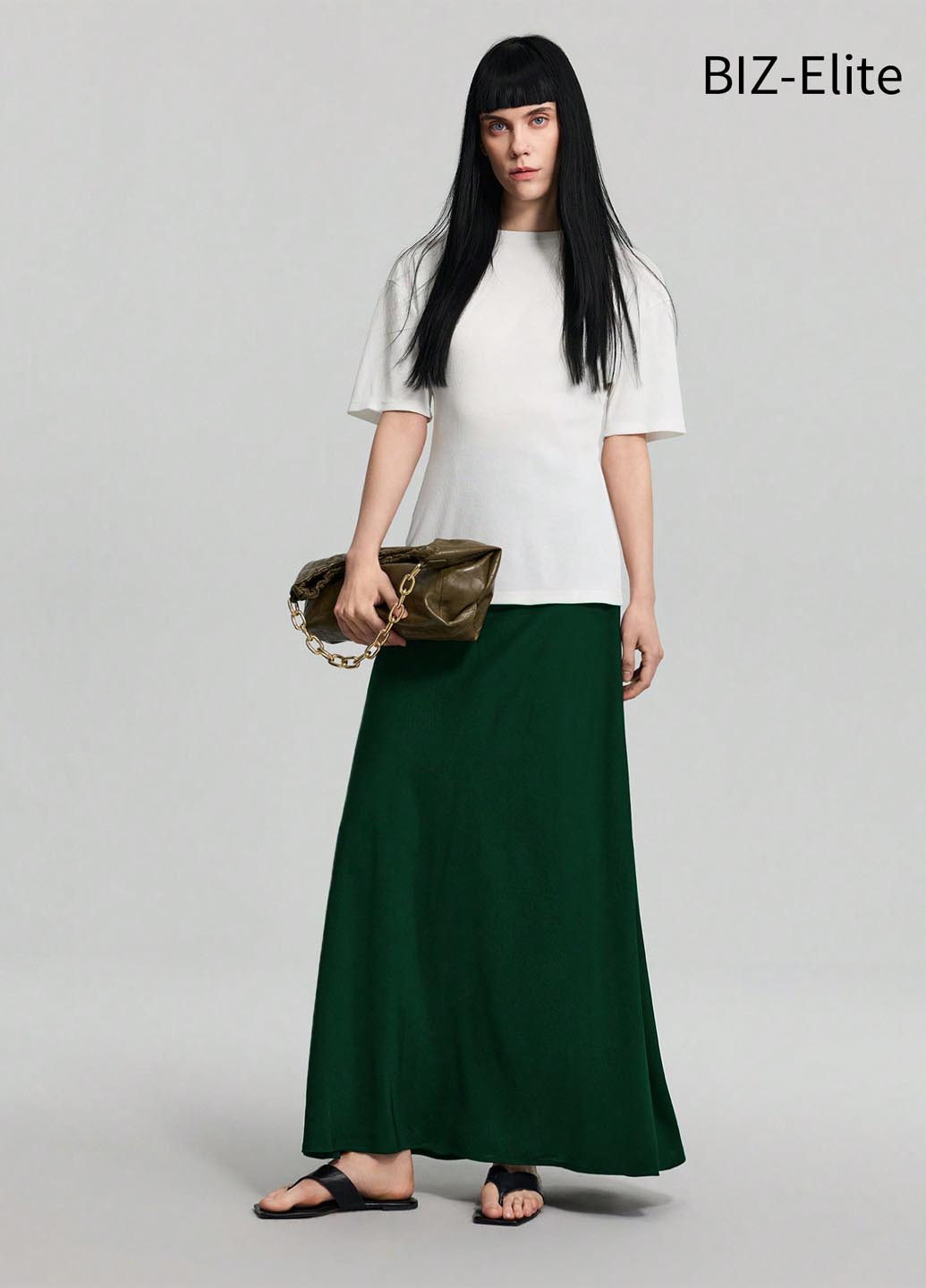 Темно-зеленая кэжуал однотонная юбка SHEIN а-силуэта (трапеция)
