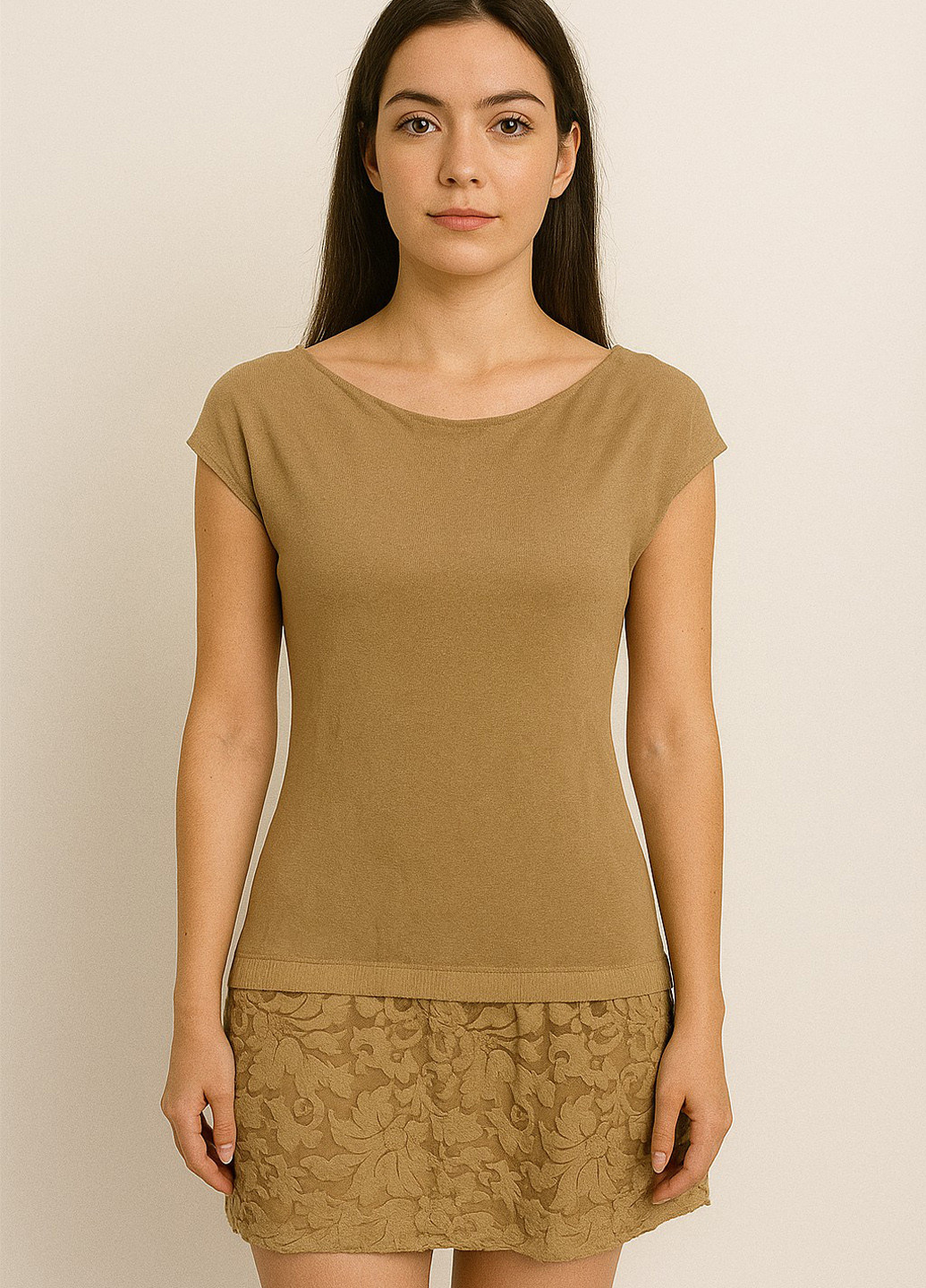 Пісочна кежуал сукня Sassofono однотонна