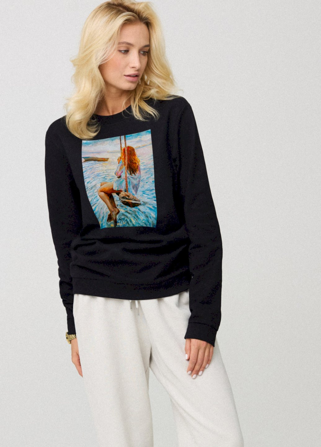Чорний свитшот женский oversize /no flis/ YAPPI (254658834)