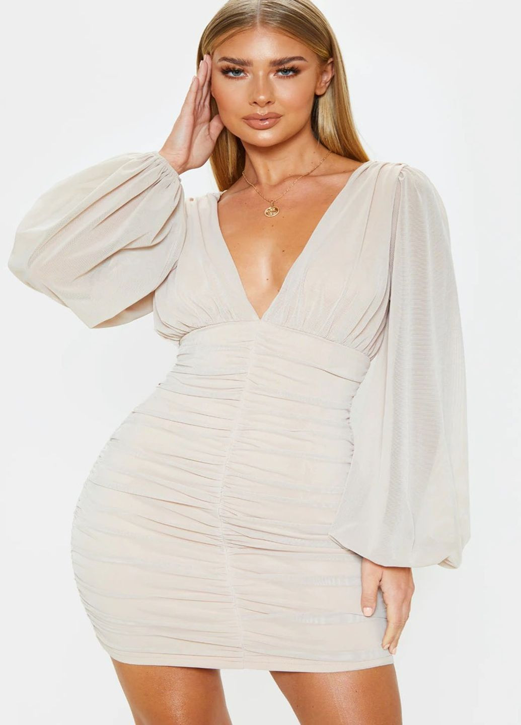 Бежева кежуал сукня PrettyLittleThing однотонна