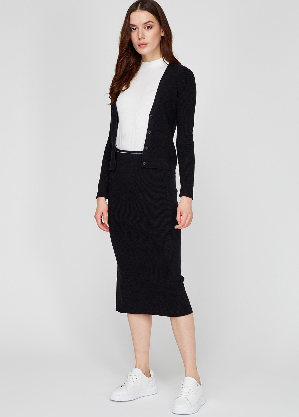 Черная офисная, кэжуал с логотипом юбка Calvin Klein карандаш