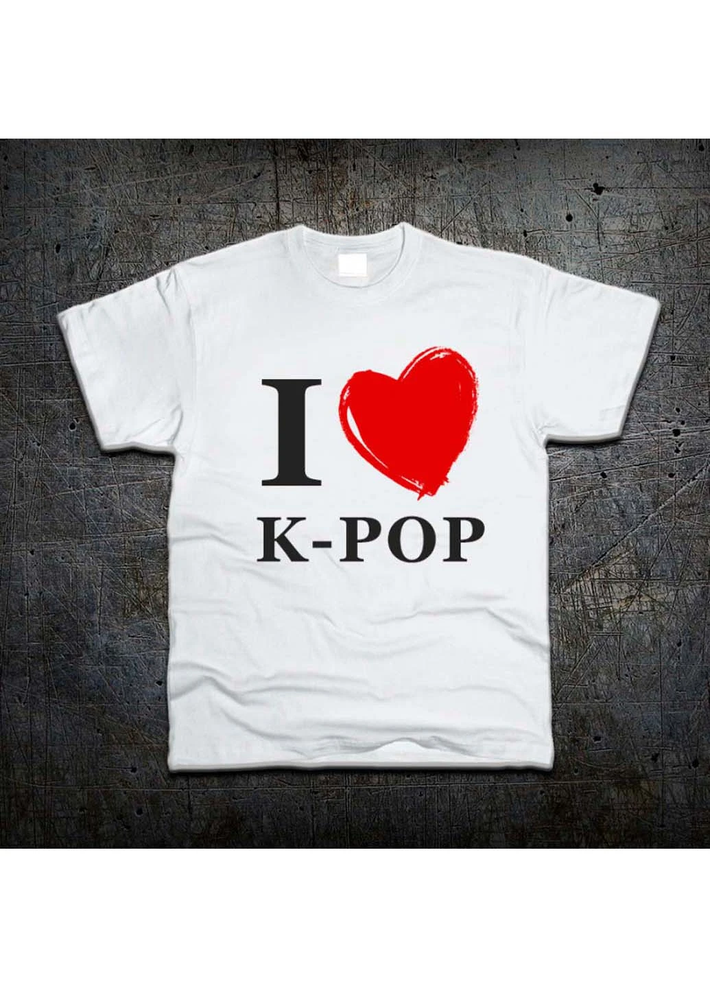 Белая футболка Fruit of the Loom Я люблю К-ПОП, I Love K-POP