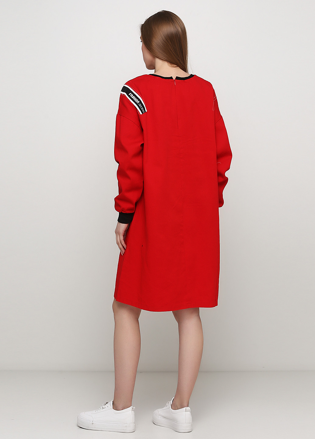 Красное кэжуал платье оверсайз Made in Italy с надписью