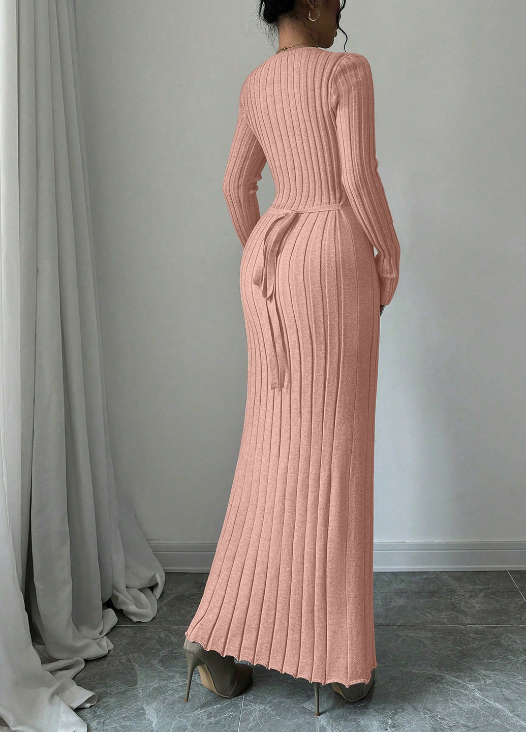 Світло-рожева кежуал сукня сукня светр SHEIN однотонна