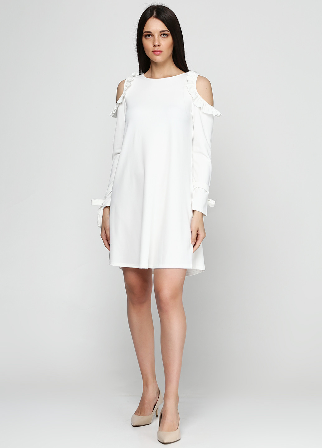 Белое коктейльное платье а-силуэт Moda Italia однотонное