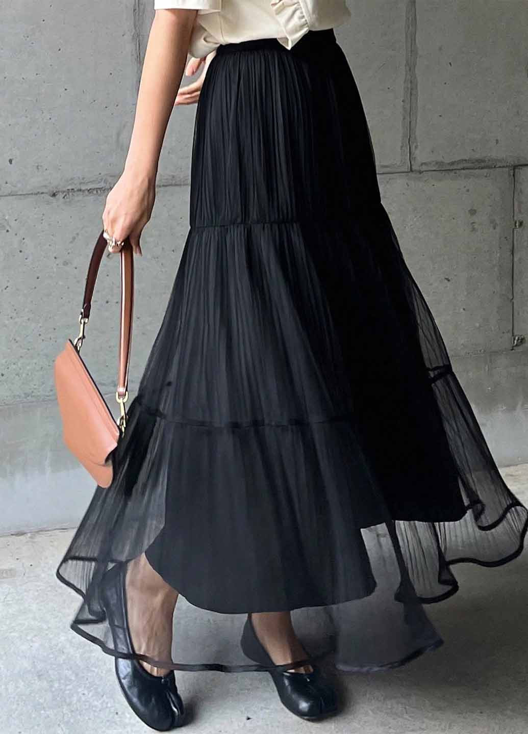 Черная вечерний, кэжуал однотонная юбка SHEIN а-силуэта (трапеция)