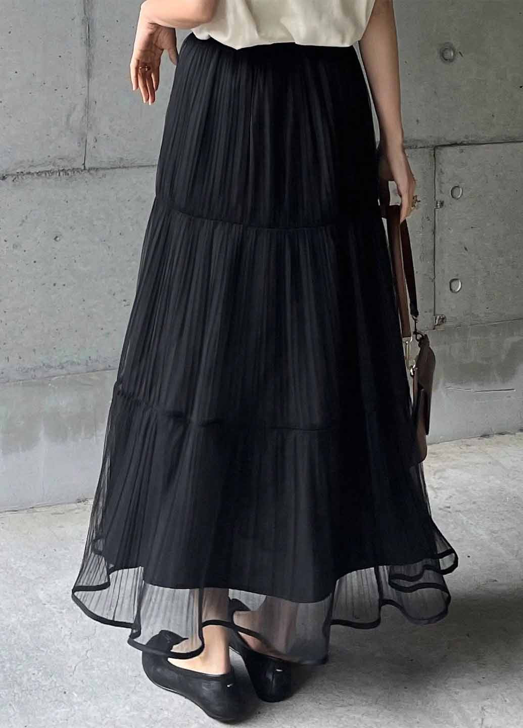 Черная вечерний, кэжуал однотонная юбка SHEIN а-силуэта (трапеция)