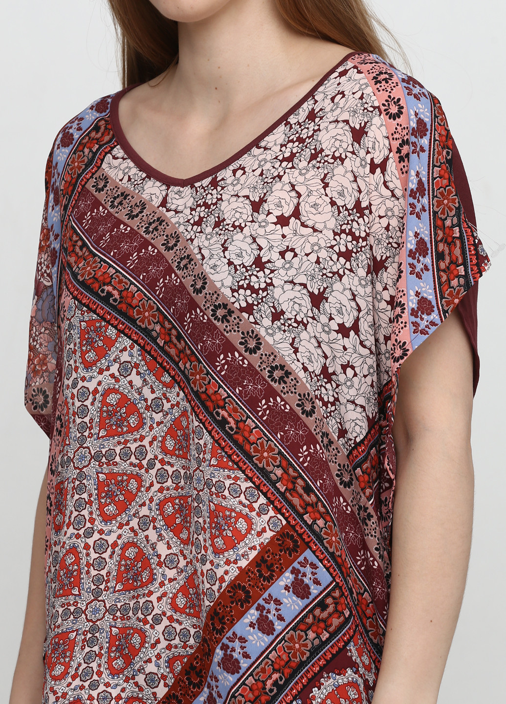 Бордовая летняя блуза Camaieu