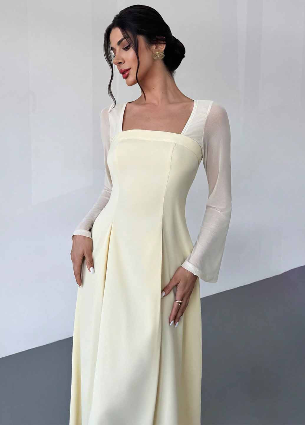 Желтое праздничный, вечернее платье SHEIN однотонное