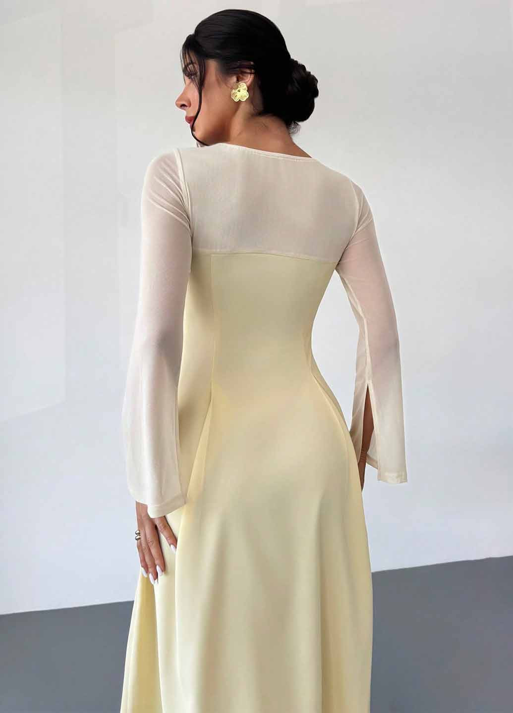 Желтое праздничный, вечернее платье SHEIN однотонное