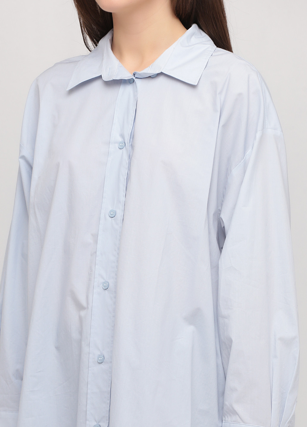 Голубой кэжуал рубашка однотонная H&M