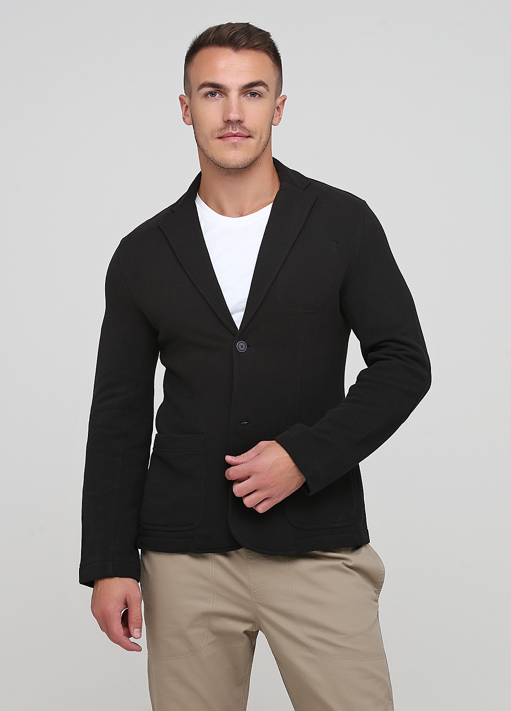 Пиджак Tom Tailor однотонный чёрный кэжуал хлопок
