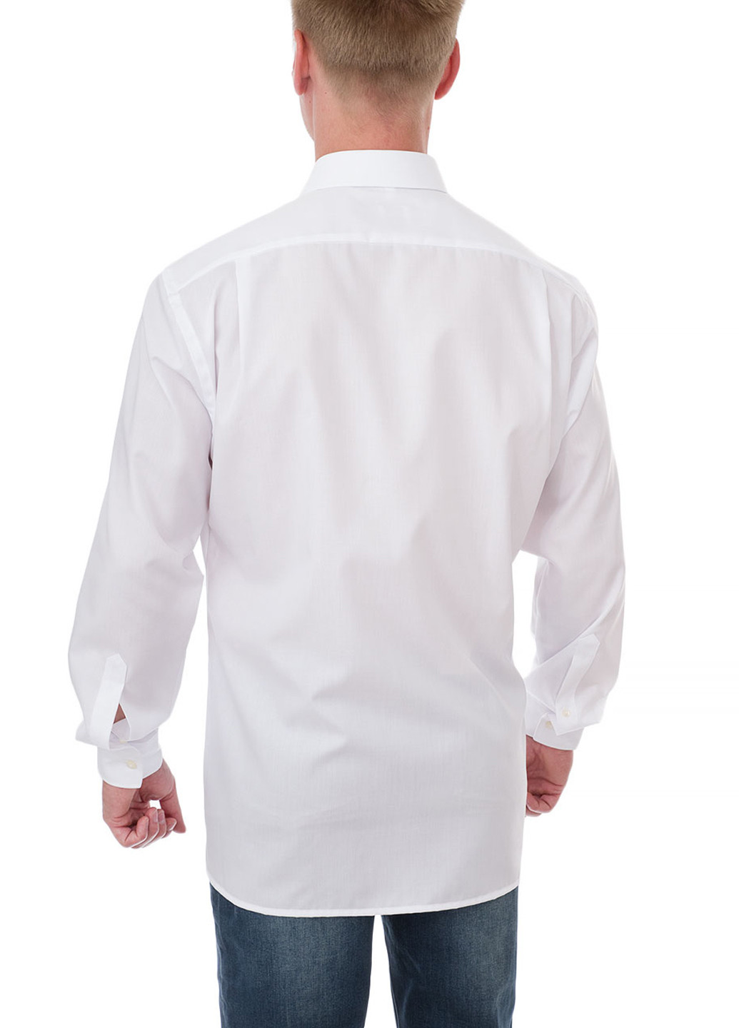 Белая классическая рубашка однотонная Olymp с длинным рукавом