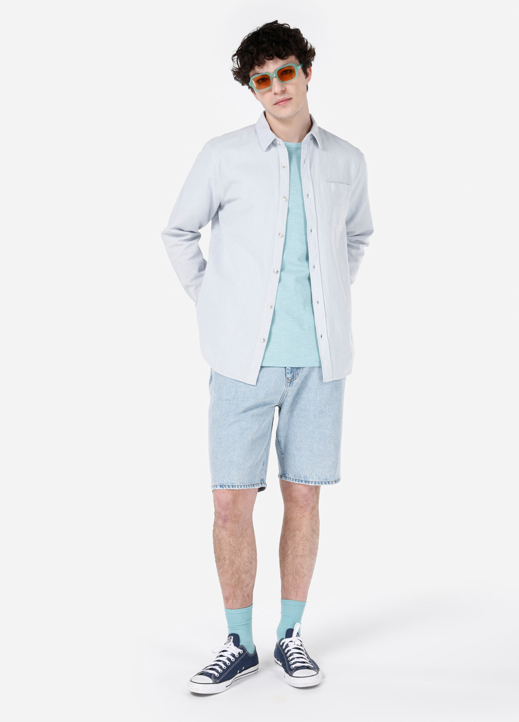 Светло-голубой кэжуал рубашка однотонная Colin's
