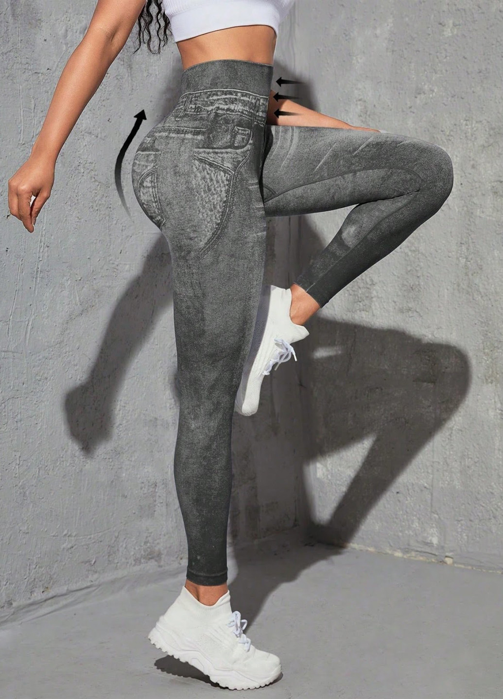 Серые демисезонные леггинсы SHEIN