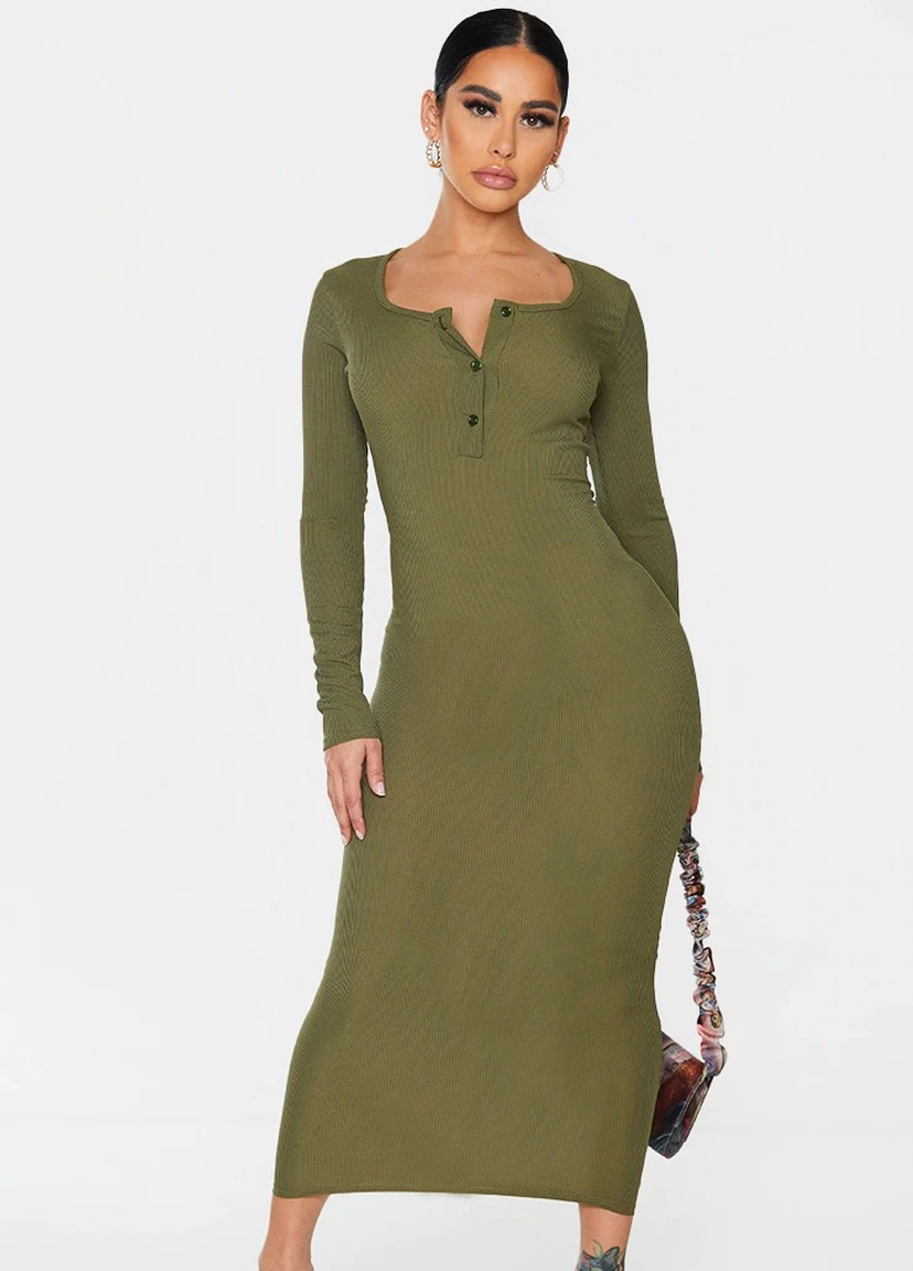 Зелена повсякденний платье PrettyLittleThing однотонна