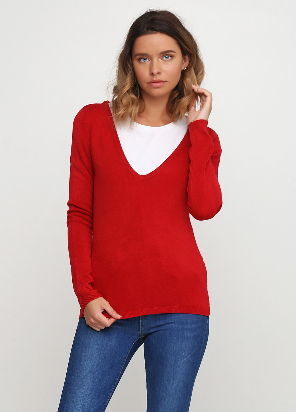 Красный демисезонный пуловер пуловер New York & Company