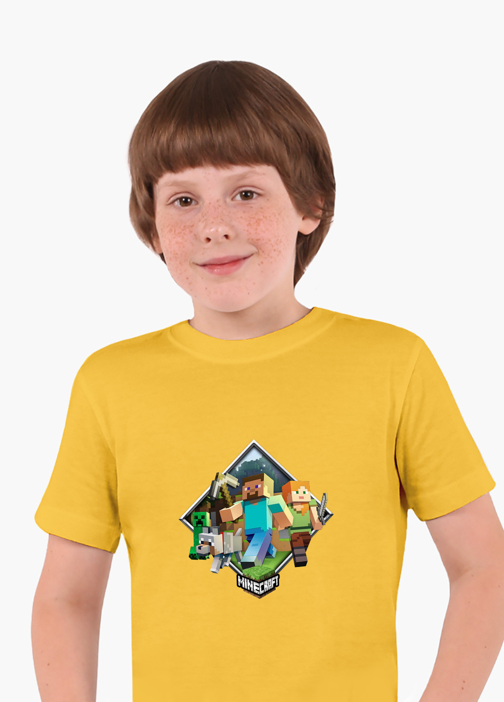Желтая демисезонная футболка детская майнкрафт (minecraft)(9224-1175) MobiPrint