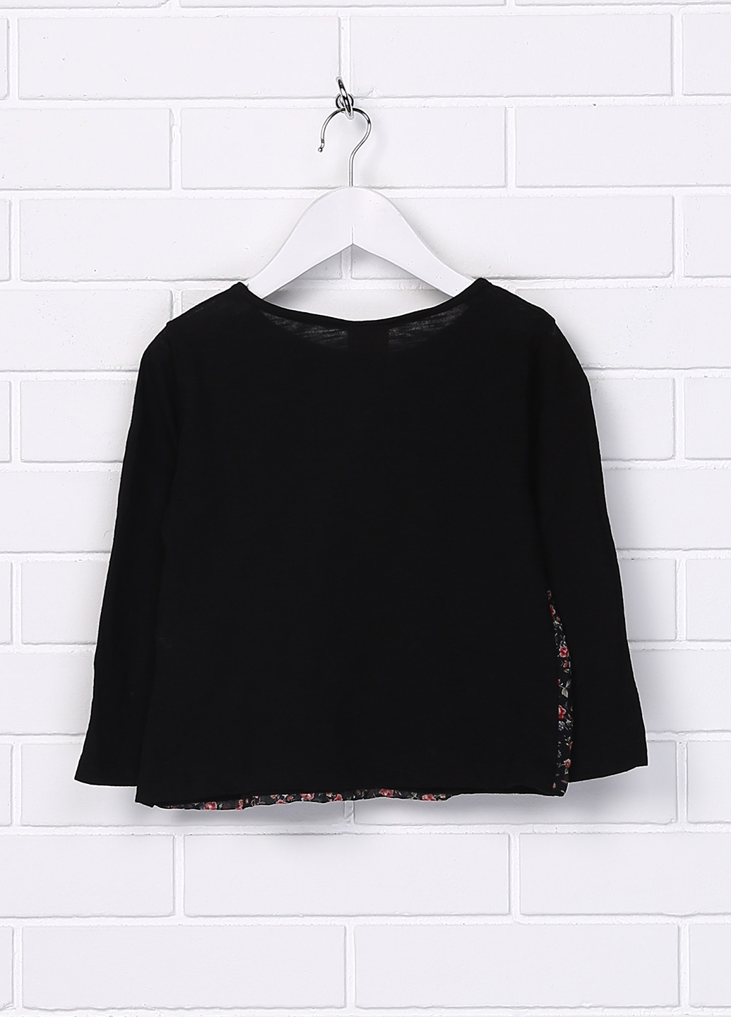 Черная цветочной расцветки блузка с длинным рукавом Zara демисезонная