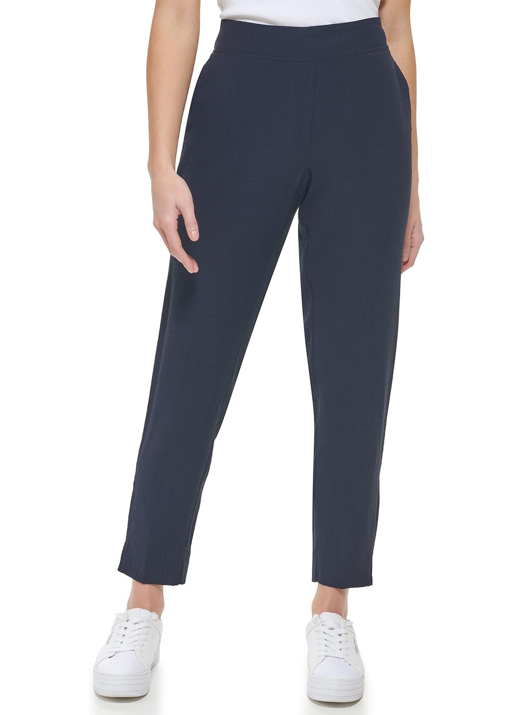 Темно-синие кэжуал демисезонные прямые, укороченные брюки Calvin Klein