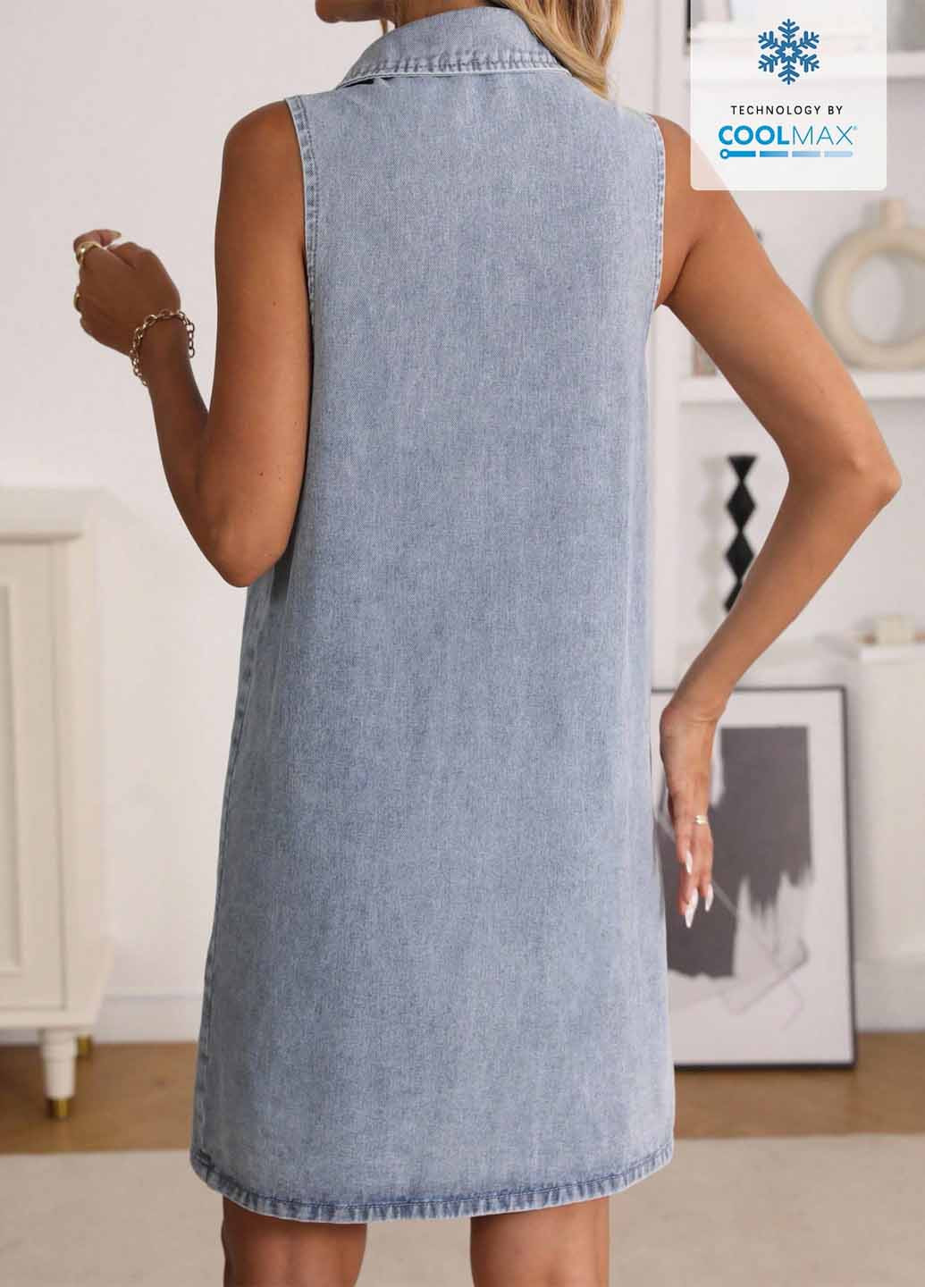 Синя джинсова, кежуал сукня а-силует, сукня-сорочка SHEIN варенка