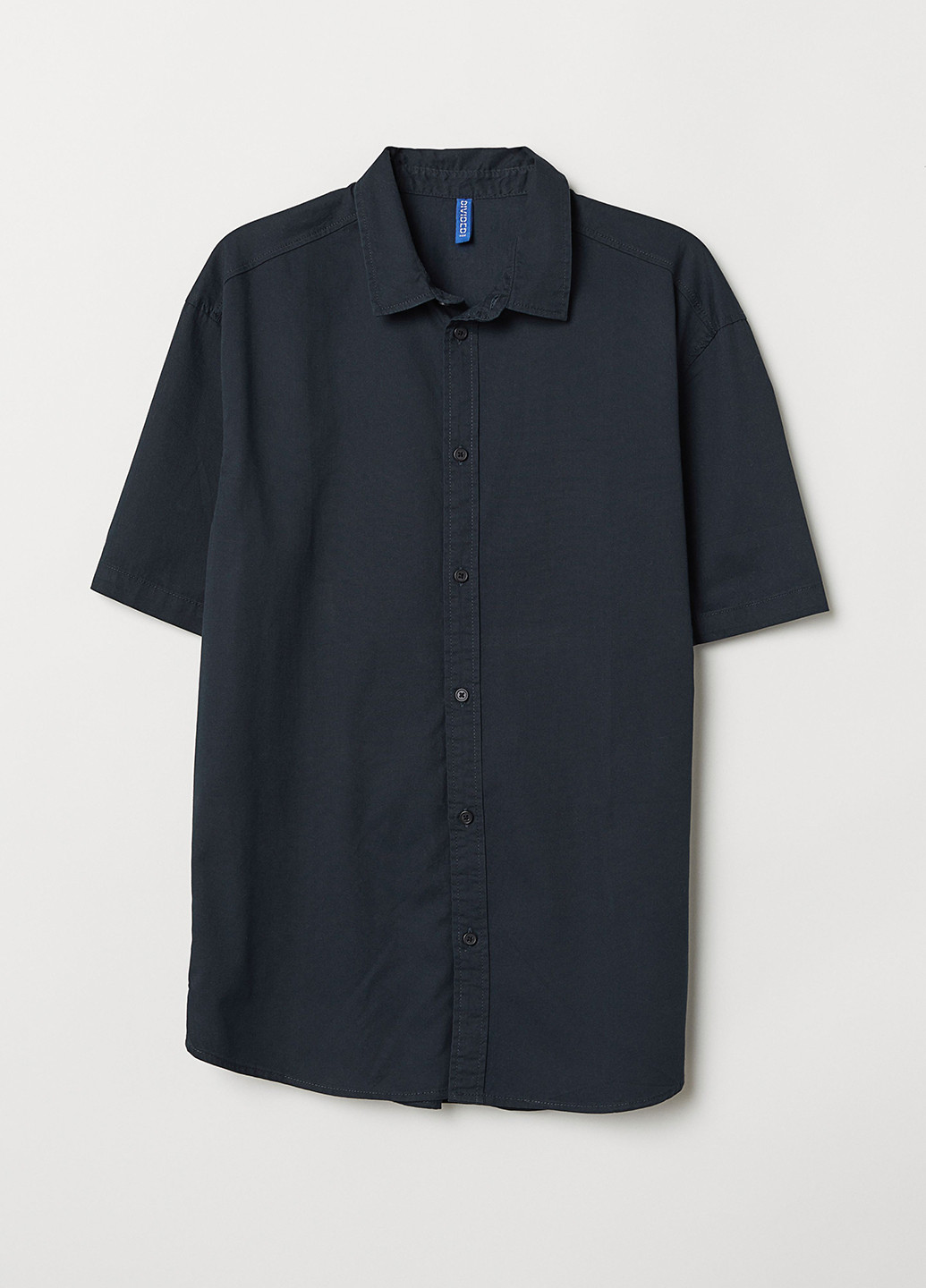 Сорочка H&M однотонна темно-синя кежуал бавовна