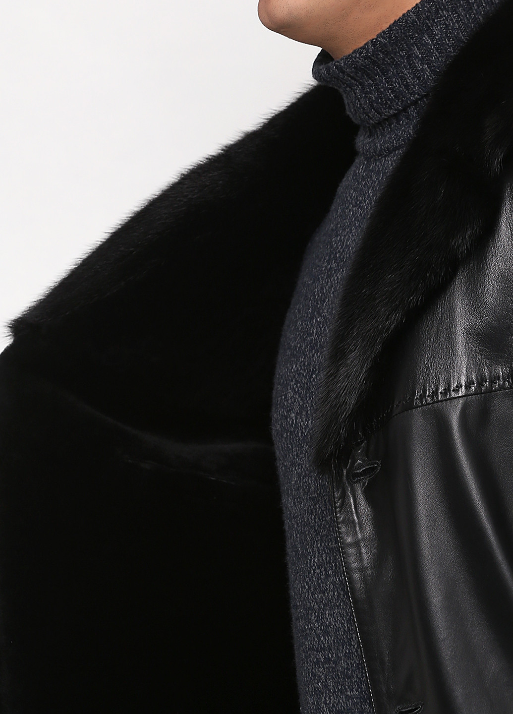Черная зимняя куртка кожаная Jennie's