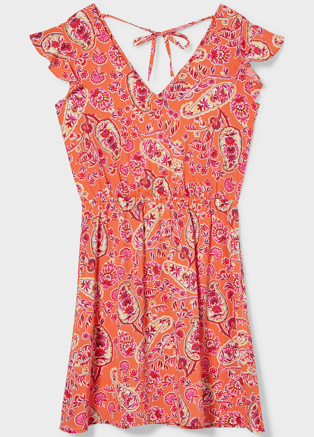 Оранжевое кэжуал платье а-силуэт C&A с цветочным принтом