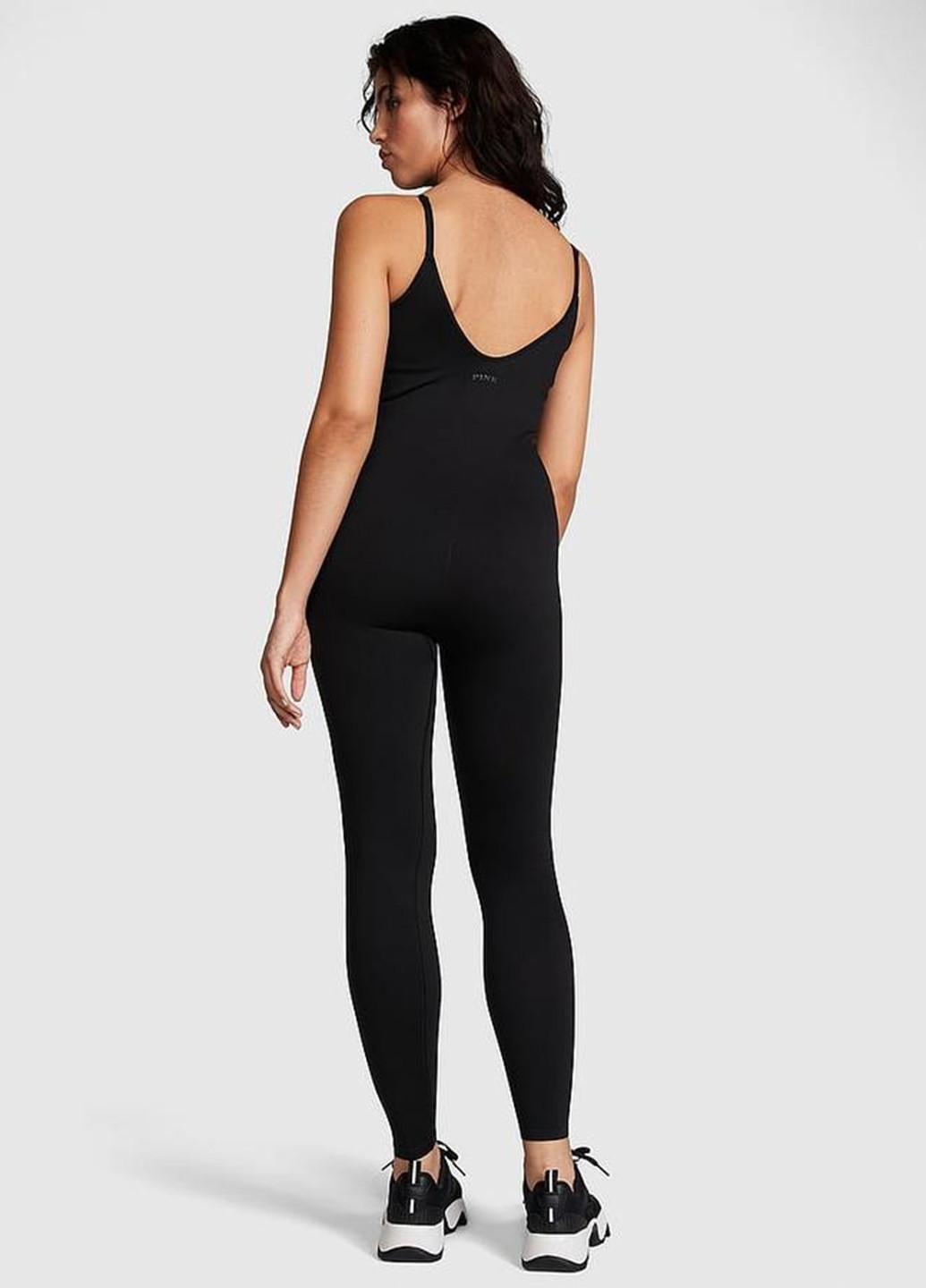 Комбинезон Victoria's Secret комбинезон-брюки однотонный чёрный спортивный полиамид