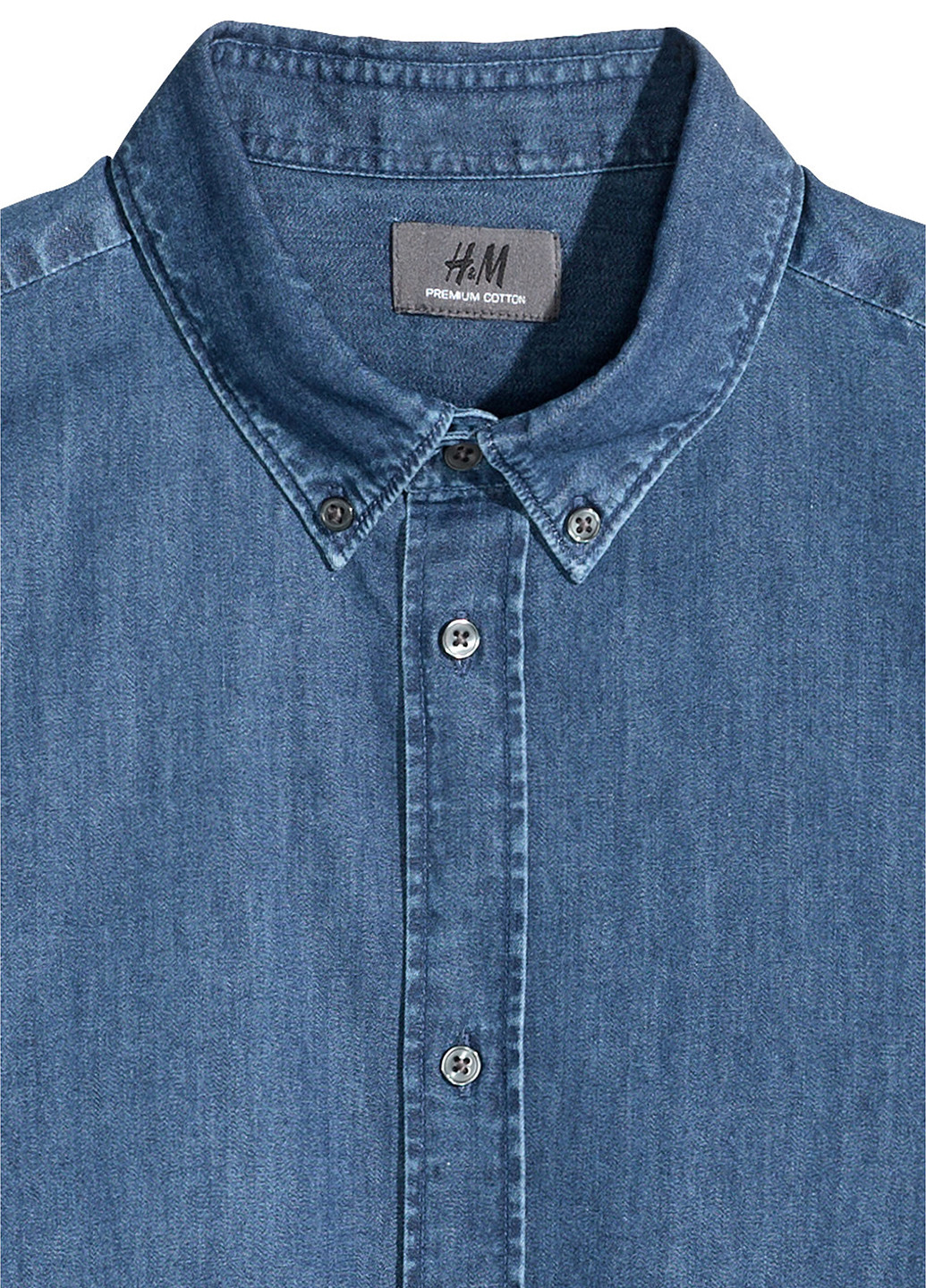 Сорочка H&M з коротким рукавом однотонна синя джинсова