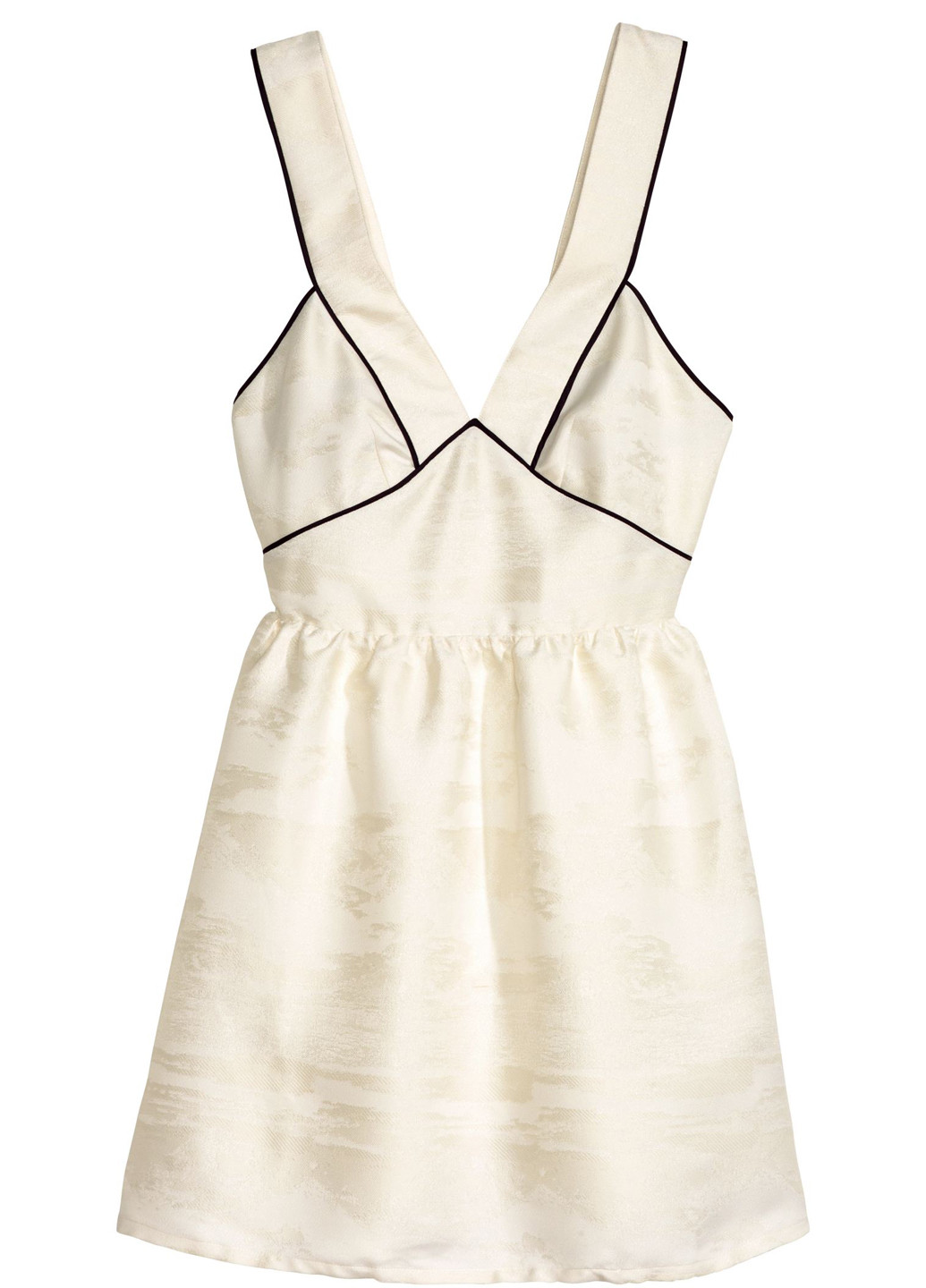 Молочное коктейльное платье клеш H&M однотонное