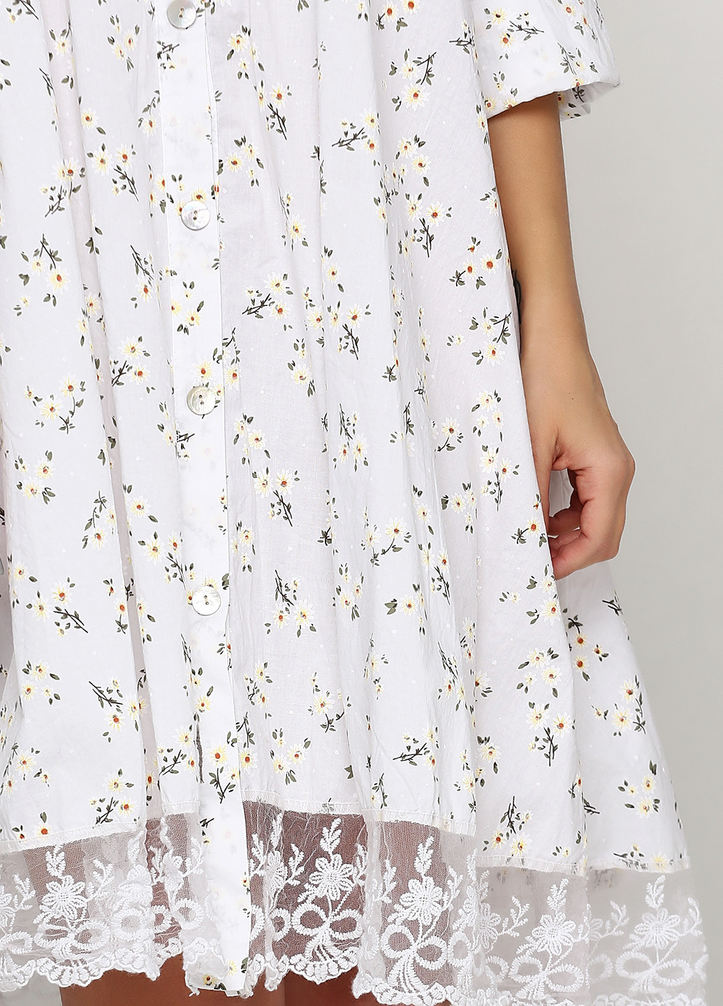 Белое кэжуал платье оверсайз New Collection с цветочным принтом