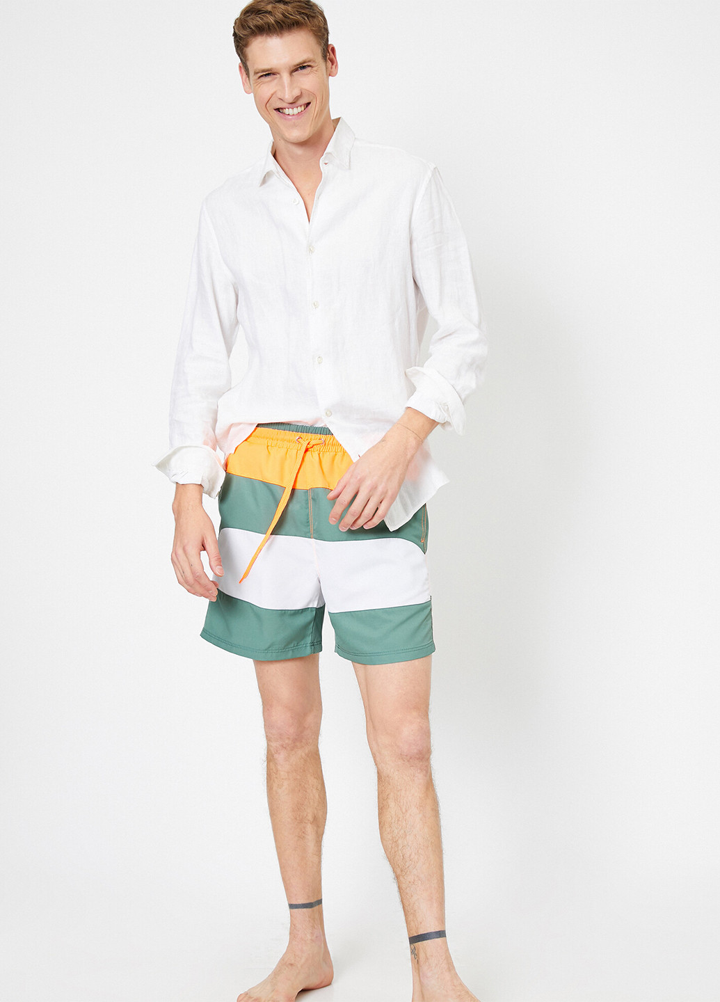 Мужские комбинированные пляжные плавки шорты KOTON
