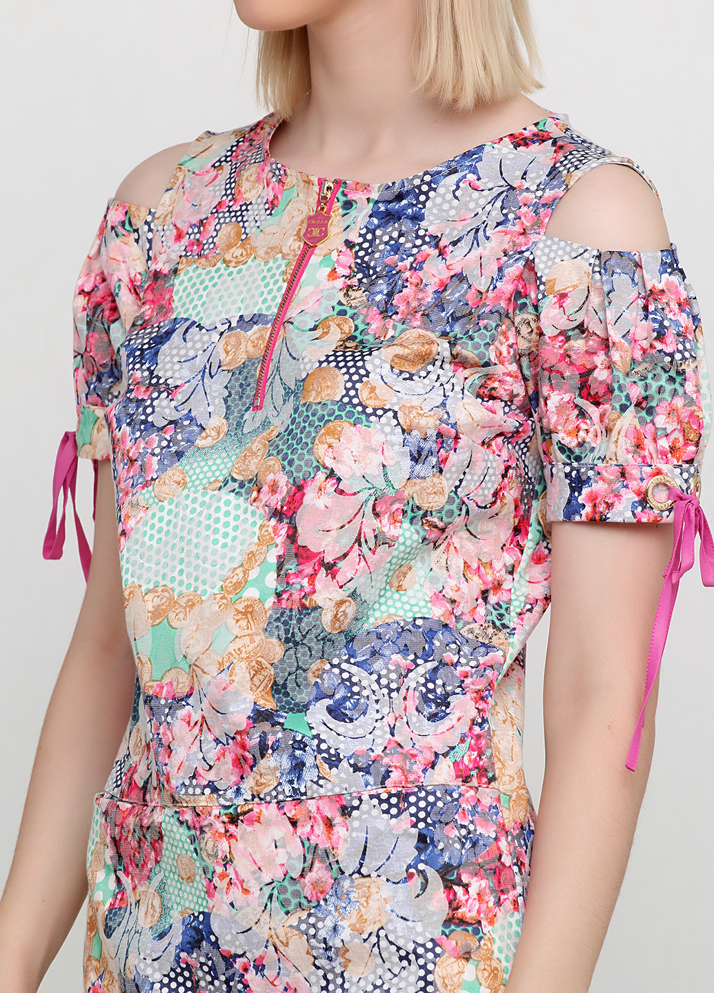 Мятное кэжуал платье Sassofono с цветочным принтом
