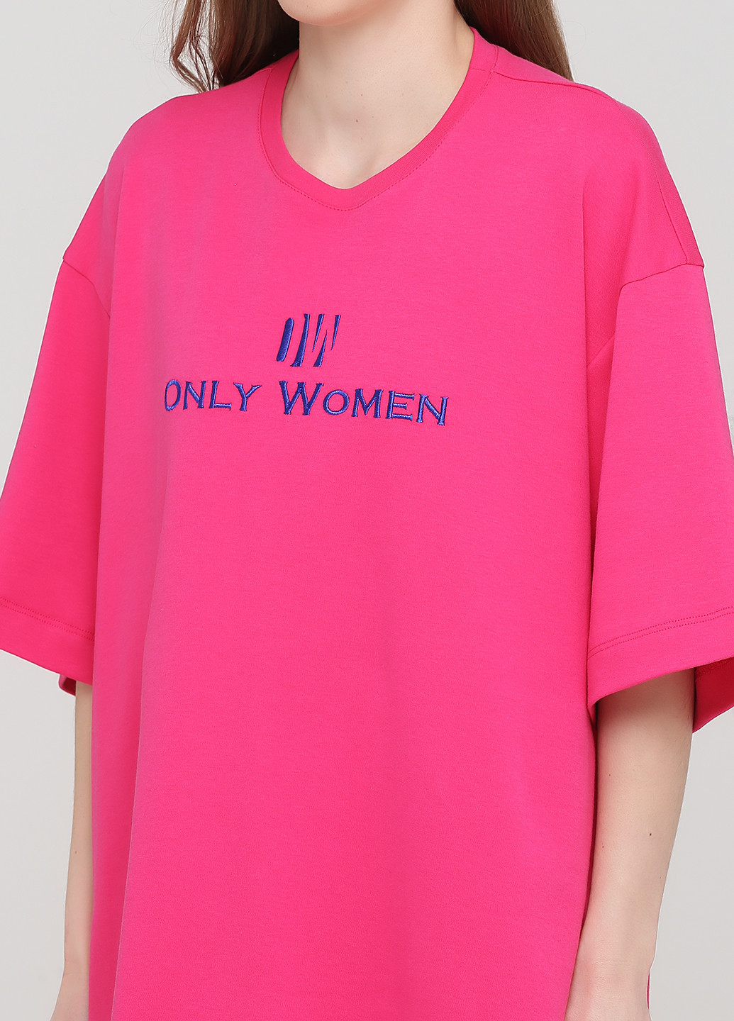 Фуксиновое (цвета Фуксия) кэжуал платье платье-футболка Only Women однотонное