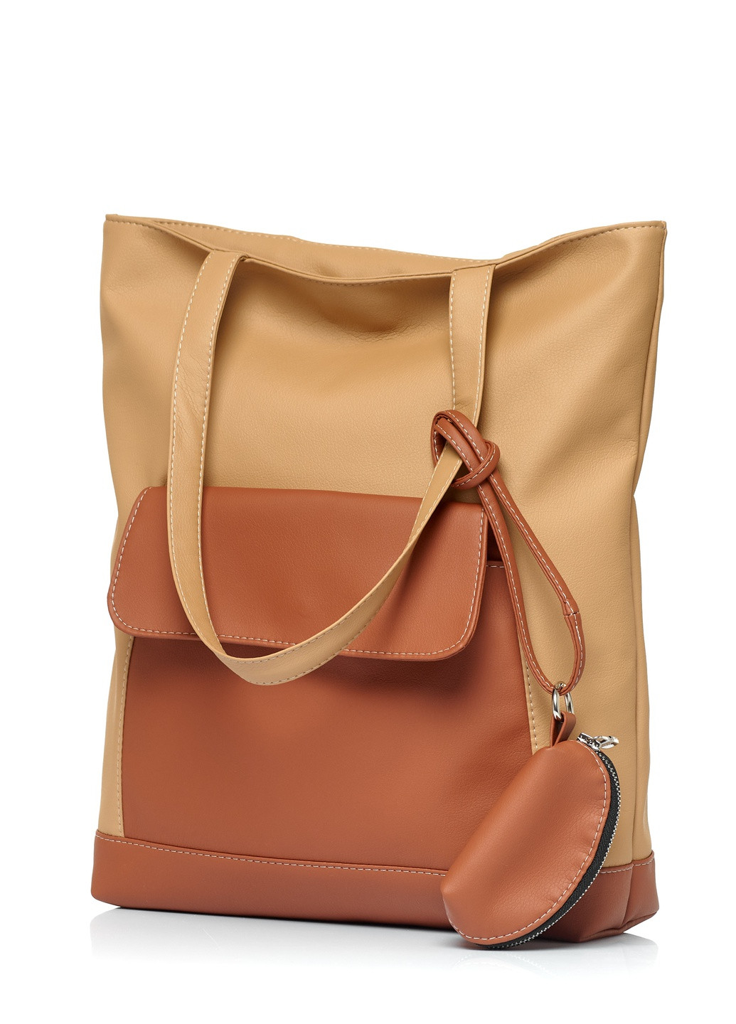 Жіноча сумка Shopper бежева з клапаном Sambag (256243251)