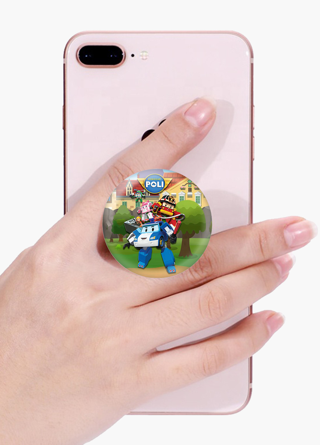 Попсокет (Popsockets) держатель для смартфона Робокар Поли (Robocar Poli) (8754-1619) Черный MobiPrint (216748371)