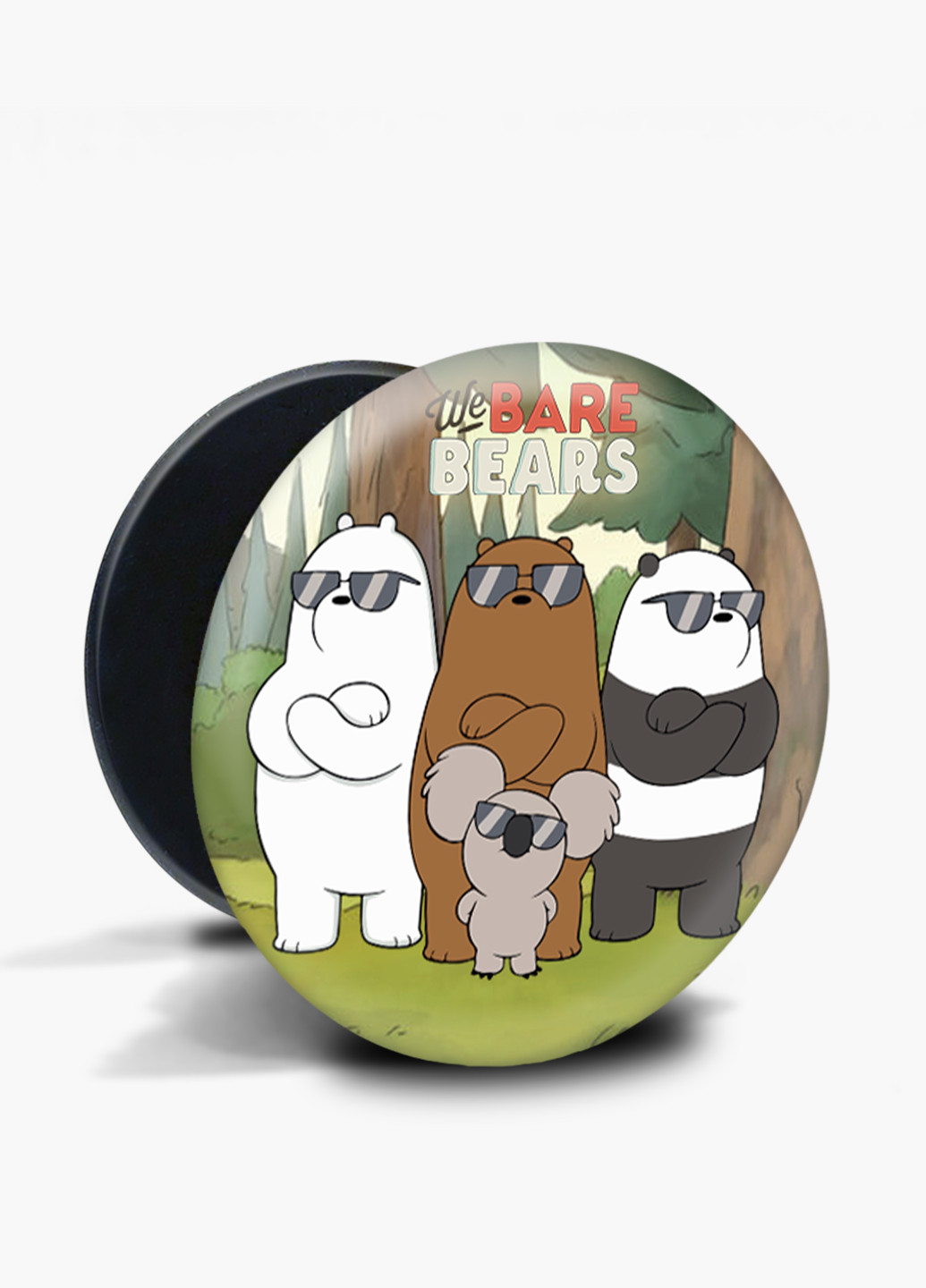Попсокет (Popsockets) держатель для смартфона Вся правда о медведях (We Bare Bears) (8754-2892) Черный MobiPrint (229014758)