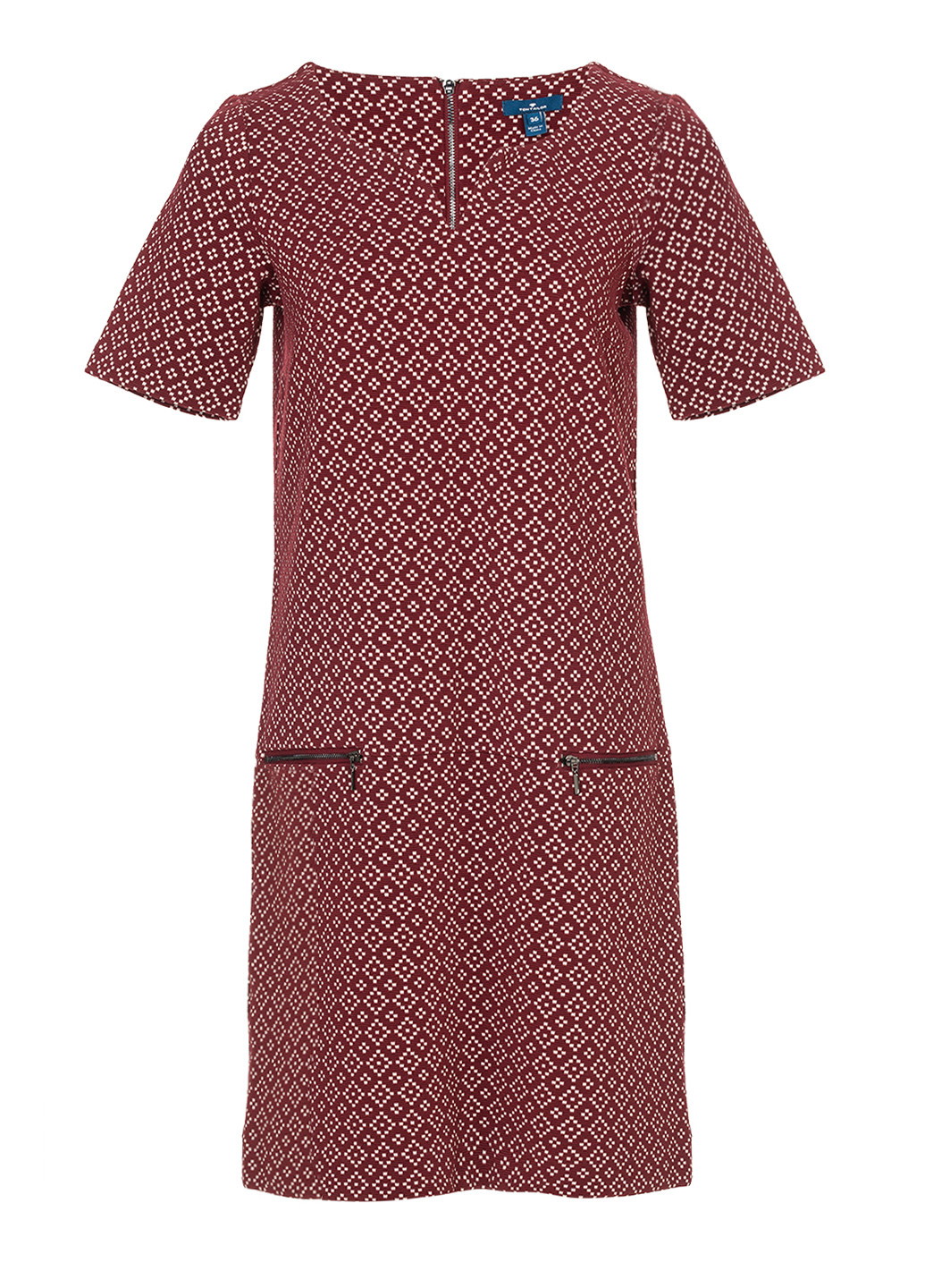 Бордовое повседневный миди платье с короткими рукавами Tom Tailor однотонное