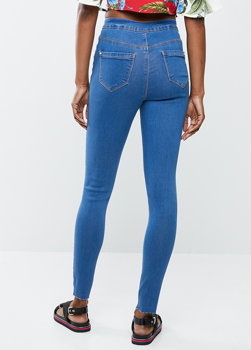 Голубые демисезонные скинни джинсы Missguided