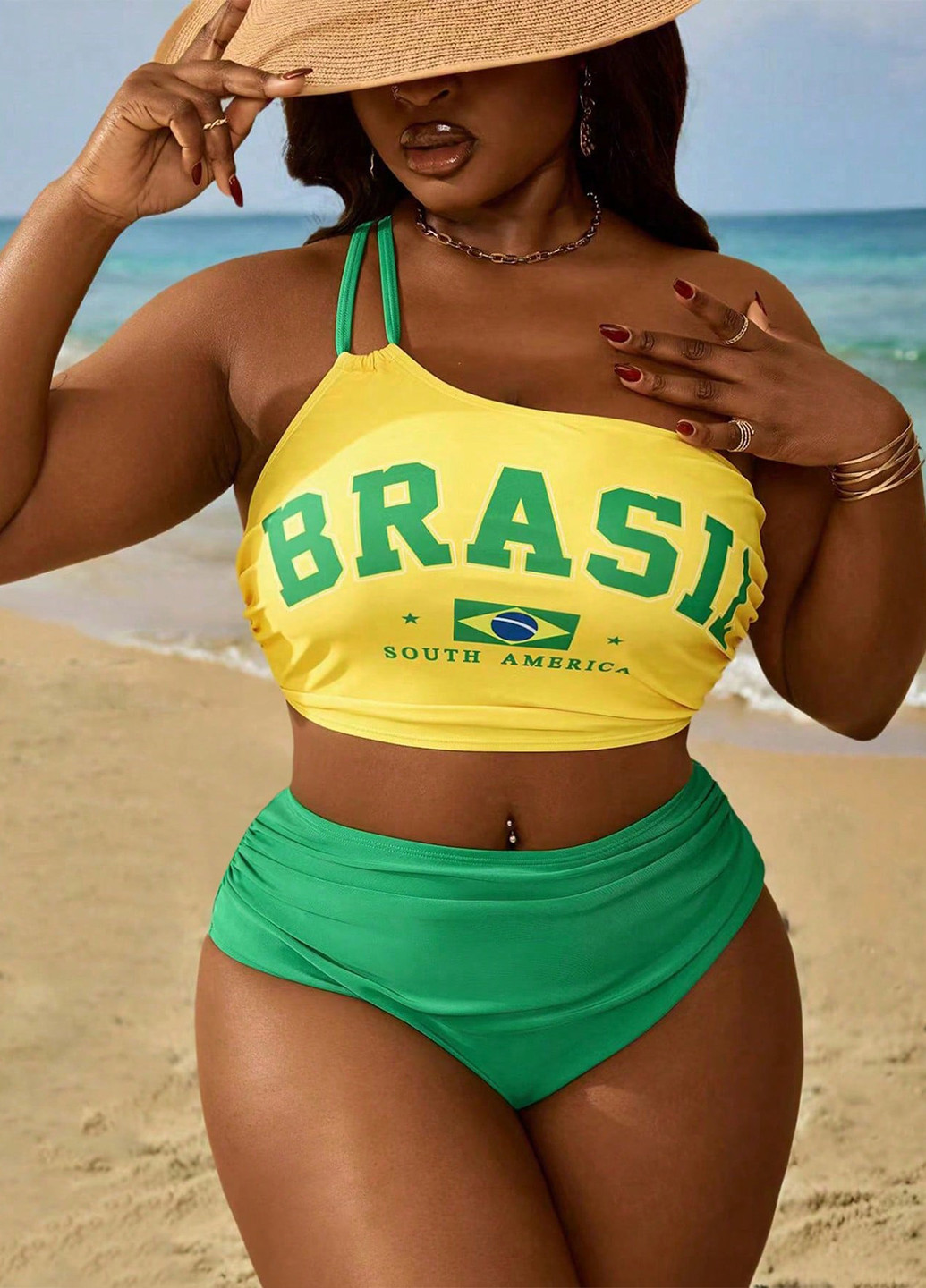 Комбінований літній купальник (ліф, трусики) топ, роздільний SHEIN